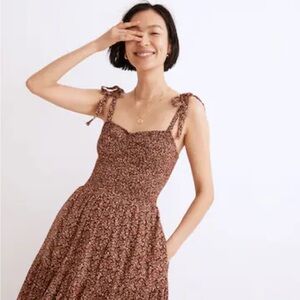Madewell Brown Floral Midi Dress